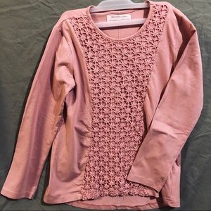 Zara Girls Pink Long Sleeves w/ Flower Embroidery